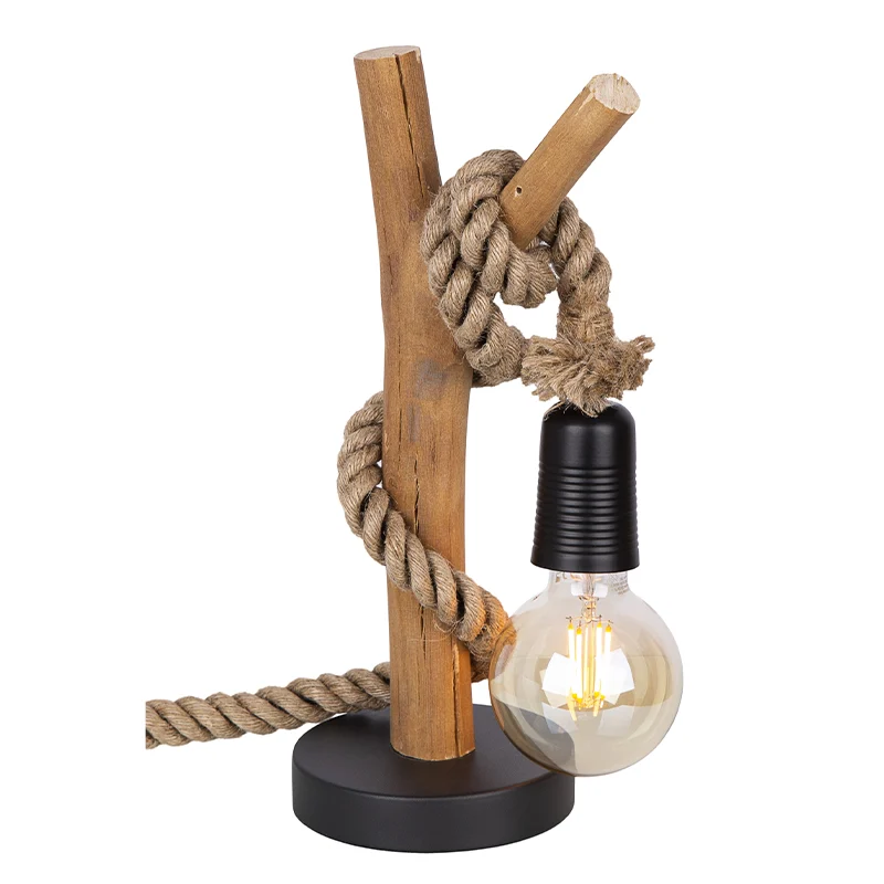 Lámpara de mesa madera de cuerda, Nigoc