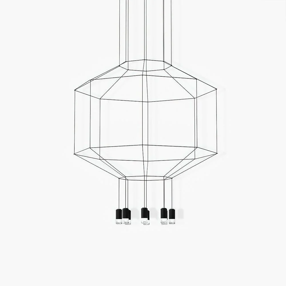 Lustra Lámpara Colgante Geométrica de Alambre Negro con LED