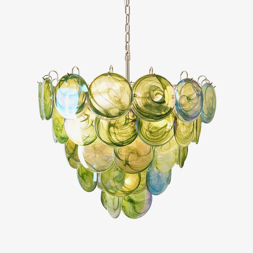 Aurora Araña De Luces Verde Murano Cristal Disco
