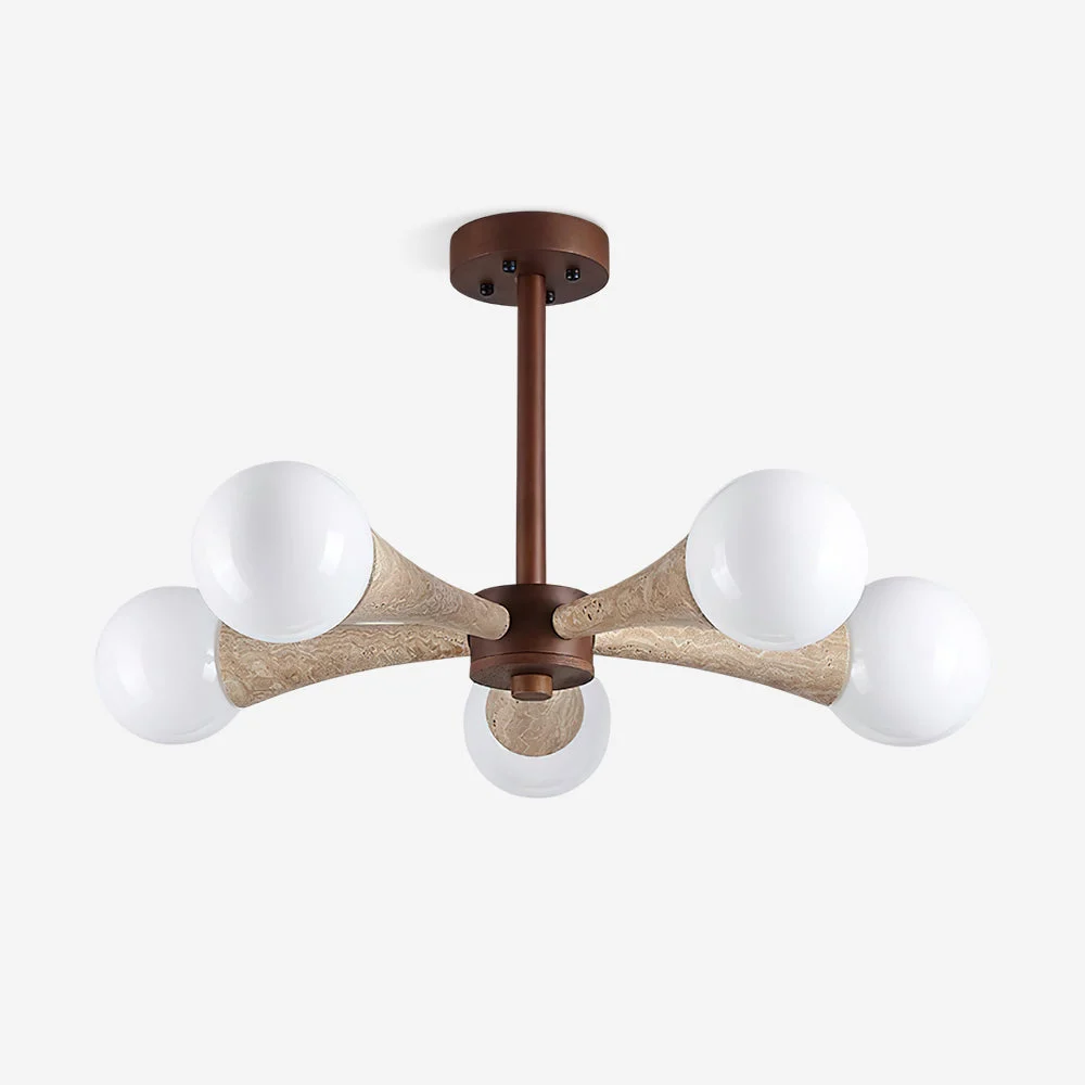 Ritta Lámpara de Techo Empotrada de Madera y Travertino