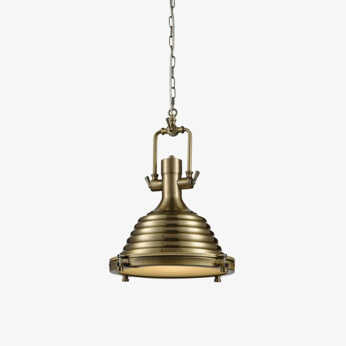 Lámpara Colgante Solara con Cúpula Acanalada de Latón Estilo Industrial