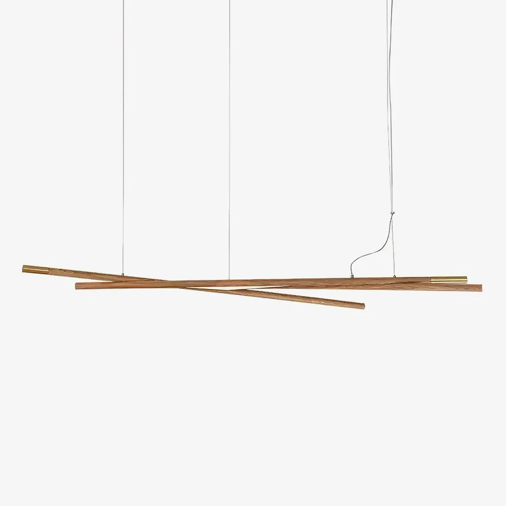Aurora Lámpara de Araña Minimalista Lineal de Madera LED