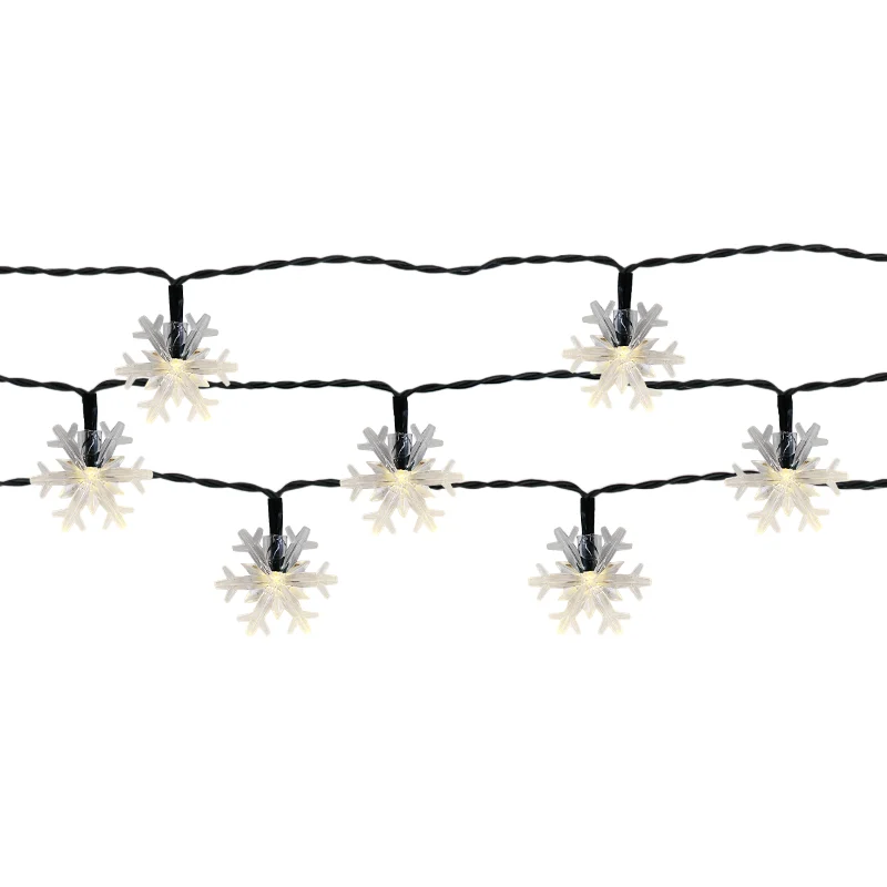 Copos de nieve cordón solar iluminación de jardín 50 LED blanco cálido