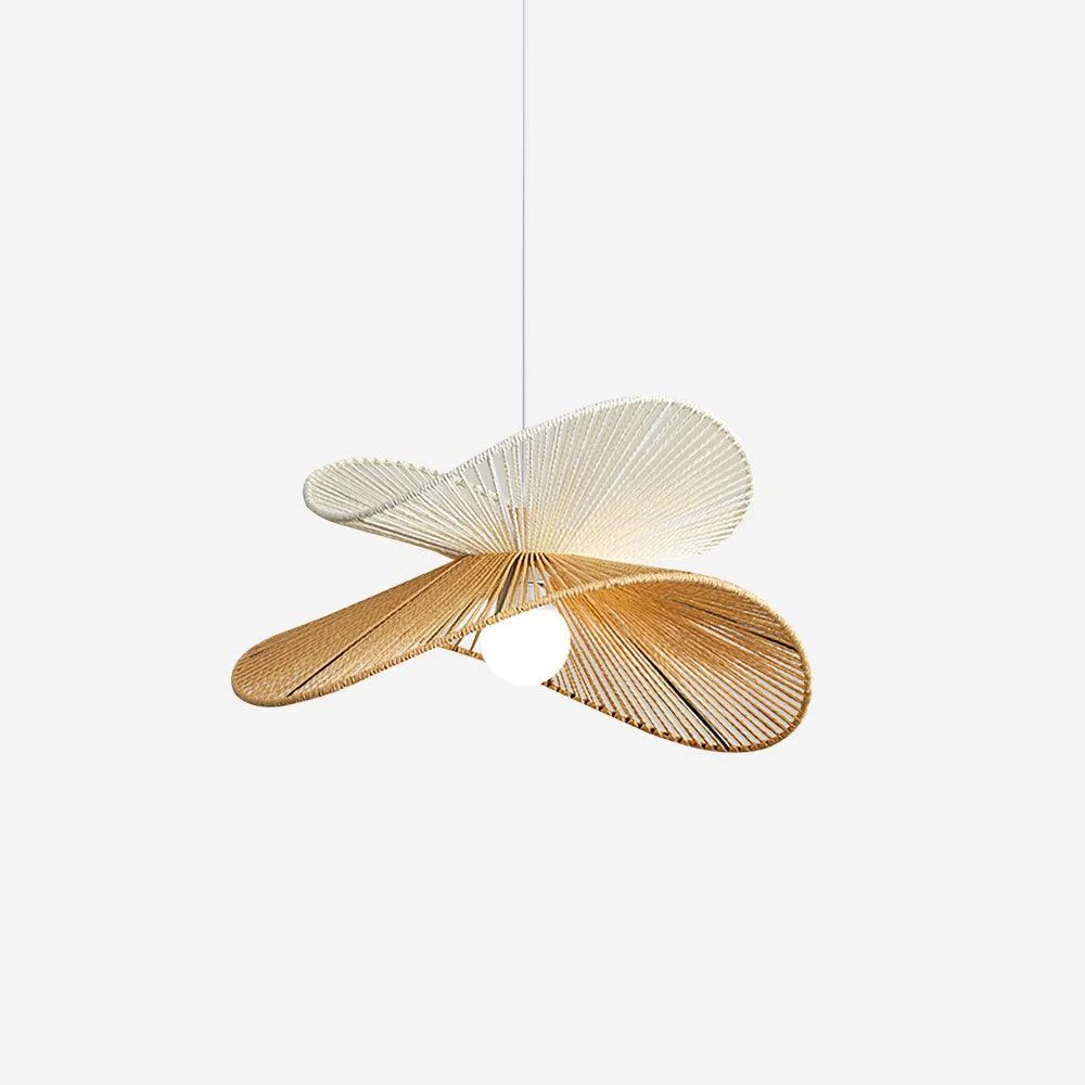 Lámpara Colgante Cáñamo Tejido Escultórico Natural Moderno