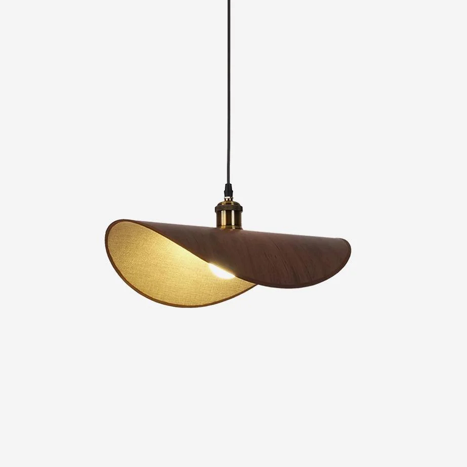 Lámpara Colgante Lino Tela Pantalla Madera