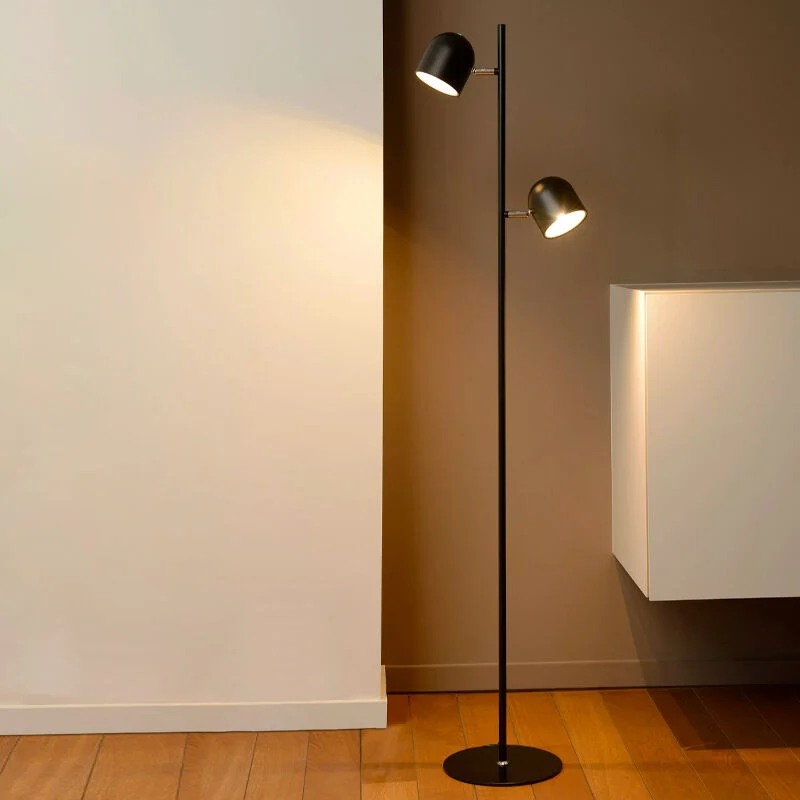 Lámpara de pie moderna negra, Skanska, 5W, 2700K LED, con regulador táctil