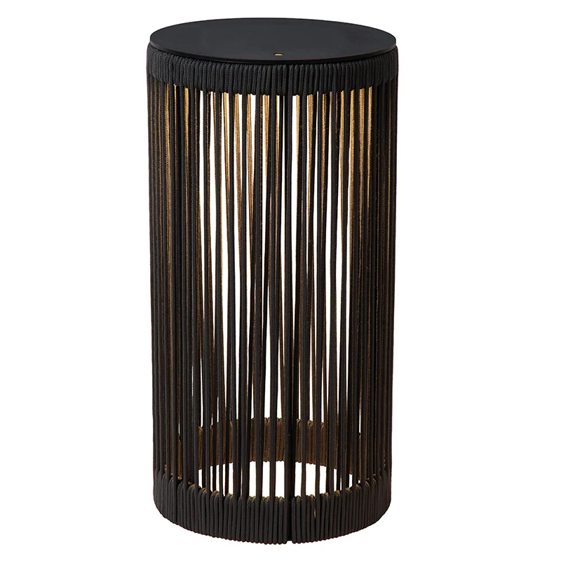 Lámpara de pie recargable moderna negra, Pingi, 3W, 3000K LED, IP44, regulable en 3 pasos
