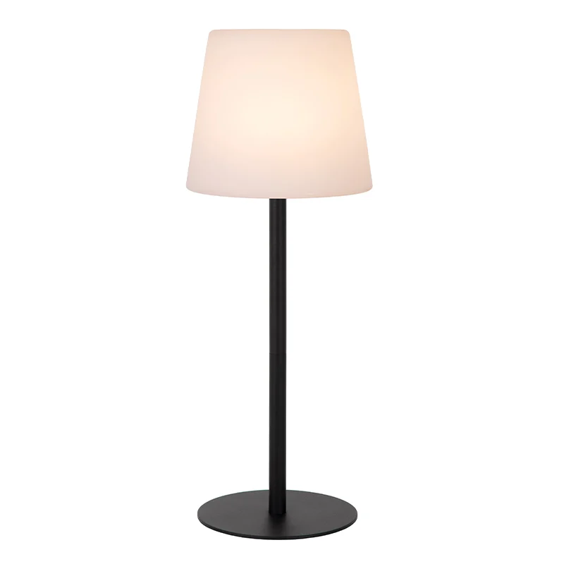 Lámpara de mesa recargable para exterior moderna negra, Tyon, 2W, 2700K LED, IP65, con regulador táctil