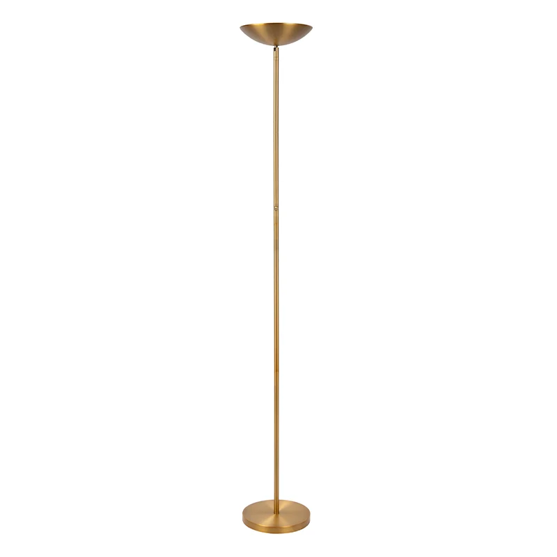 Lámpara de pie de lectura moderna latón, Zenith, 20W, 3000K LED, con regulador táctil
