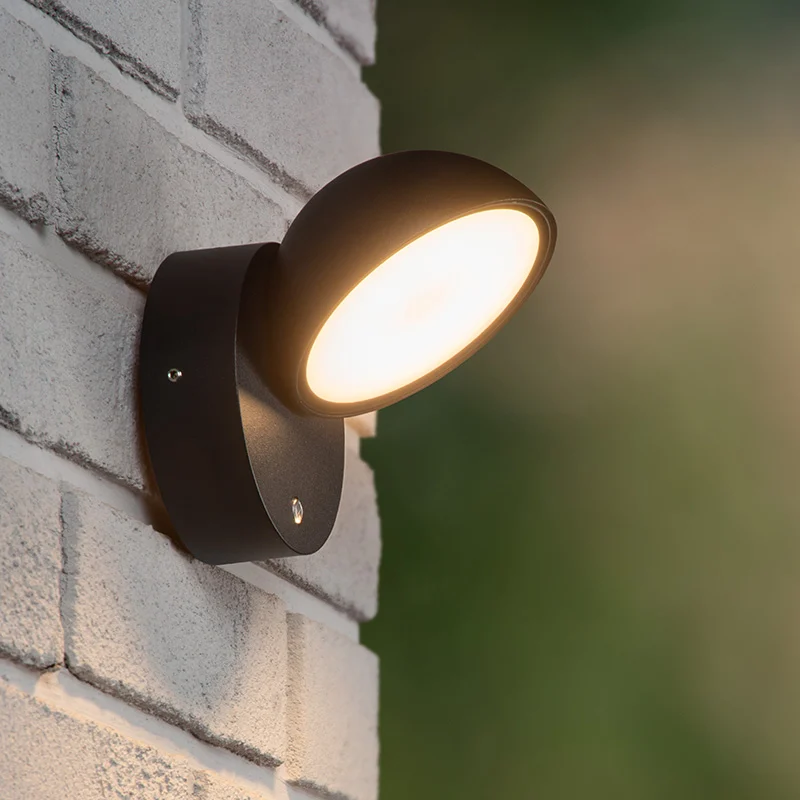 Aplique exterior con sensor crepuscular moderno negro, Finn, 12W, 3000K LED, IP54