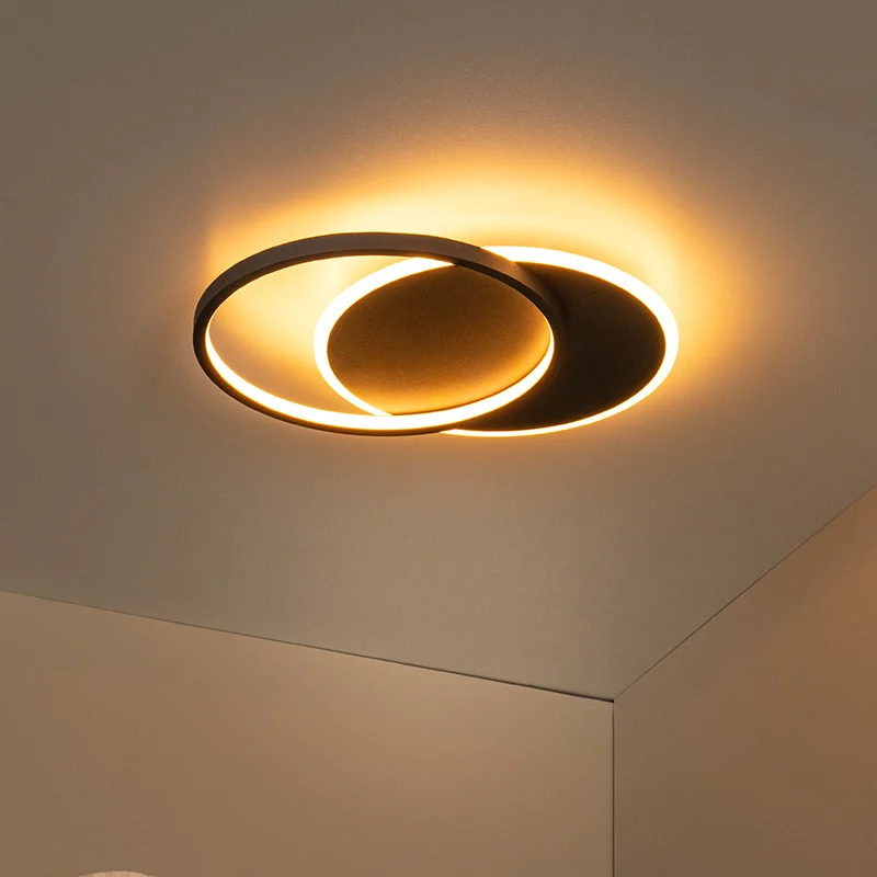 Plafón de techo moderno negro, Axelle, 24W, 2700K LED, regulable en 3 pasos