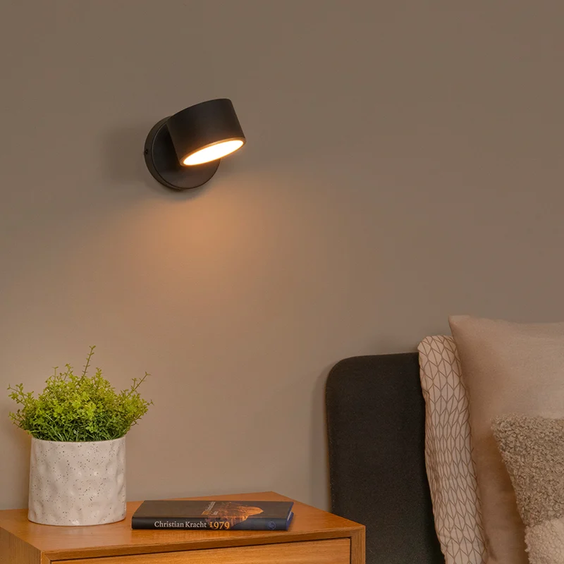 Aplique moderno negro, Gian, 9W, 2700K LED