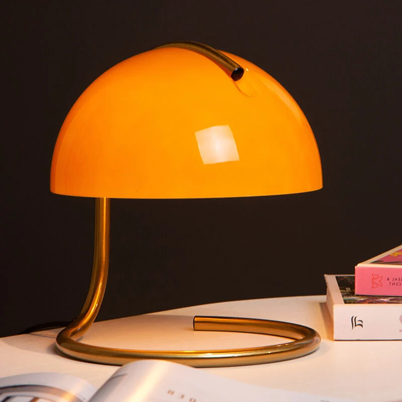 Lámpara de mesa retro naranja, Cato, con interruptor