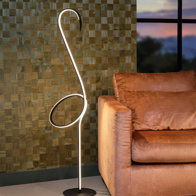 Lámpara de pie moderna negra, Flamingo, 14W, RGB LED, con mando a distancia