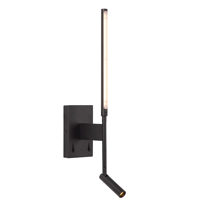 Aplique moderno negro, Finan, 6W, 2700K LED, con interruptor