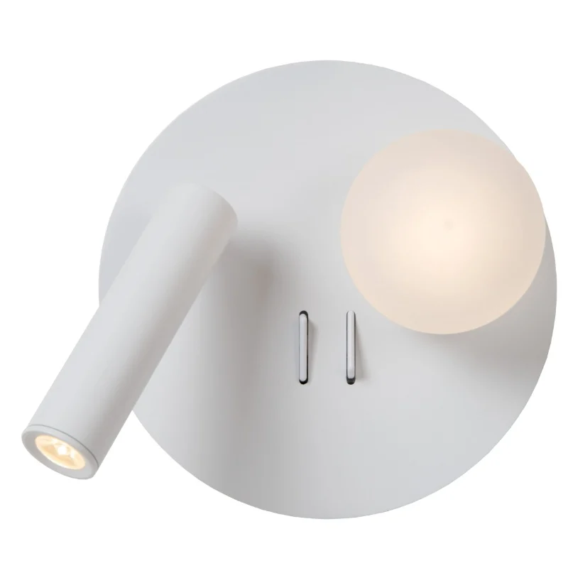 Lámpara de cama moderna blanca, Matiz, 3,5W, 3000K LED, con interruptor