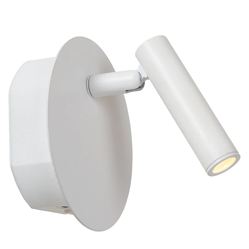 Lámpara de cama moderna blanca, Jolijn, 2W, 3000K LED, con interruptor
