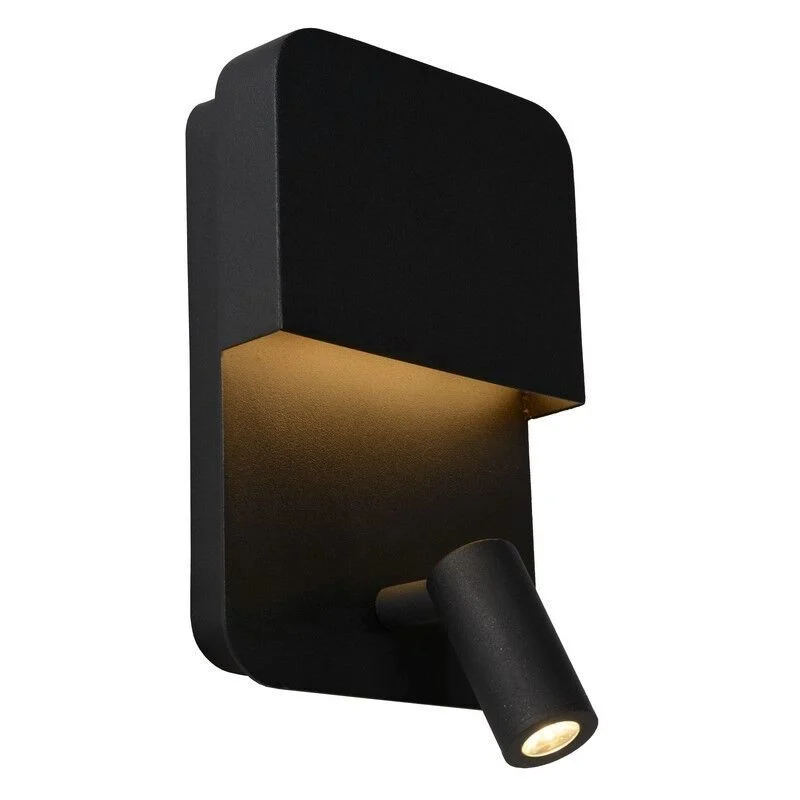 Aplique moderno negro, Boxer, 5W, 3000K LED, con interruptor