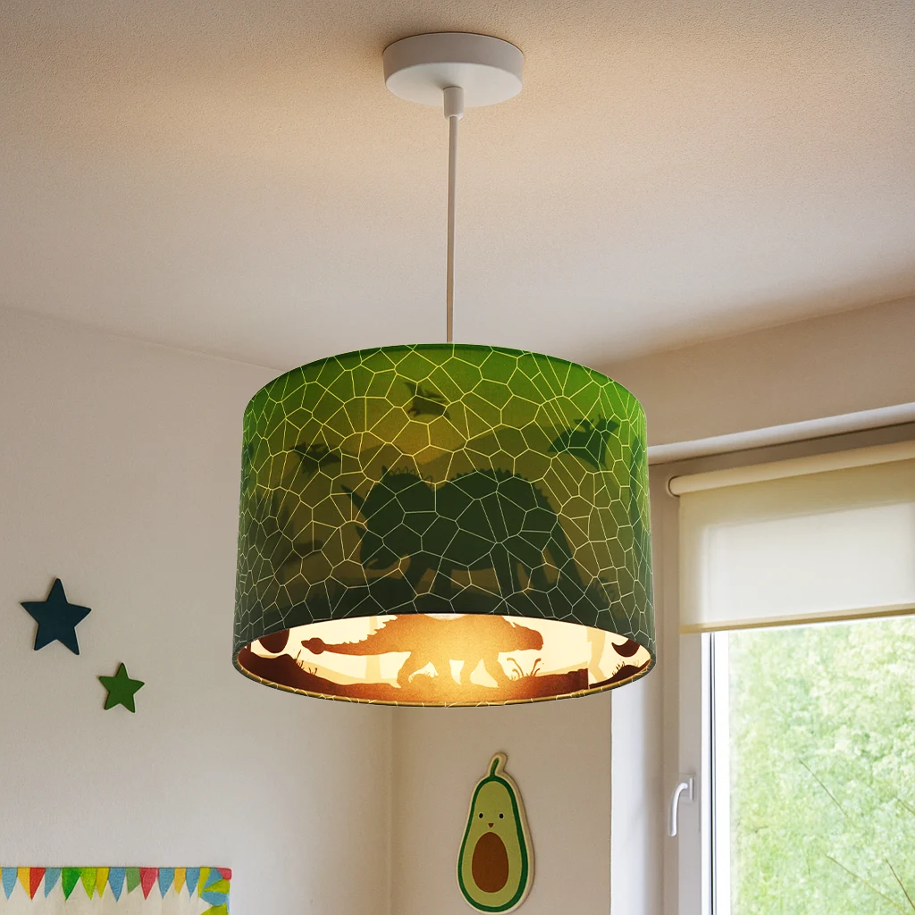 Lámpara colgante infantil verde moderna, Dino