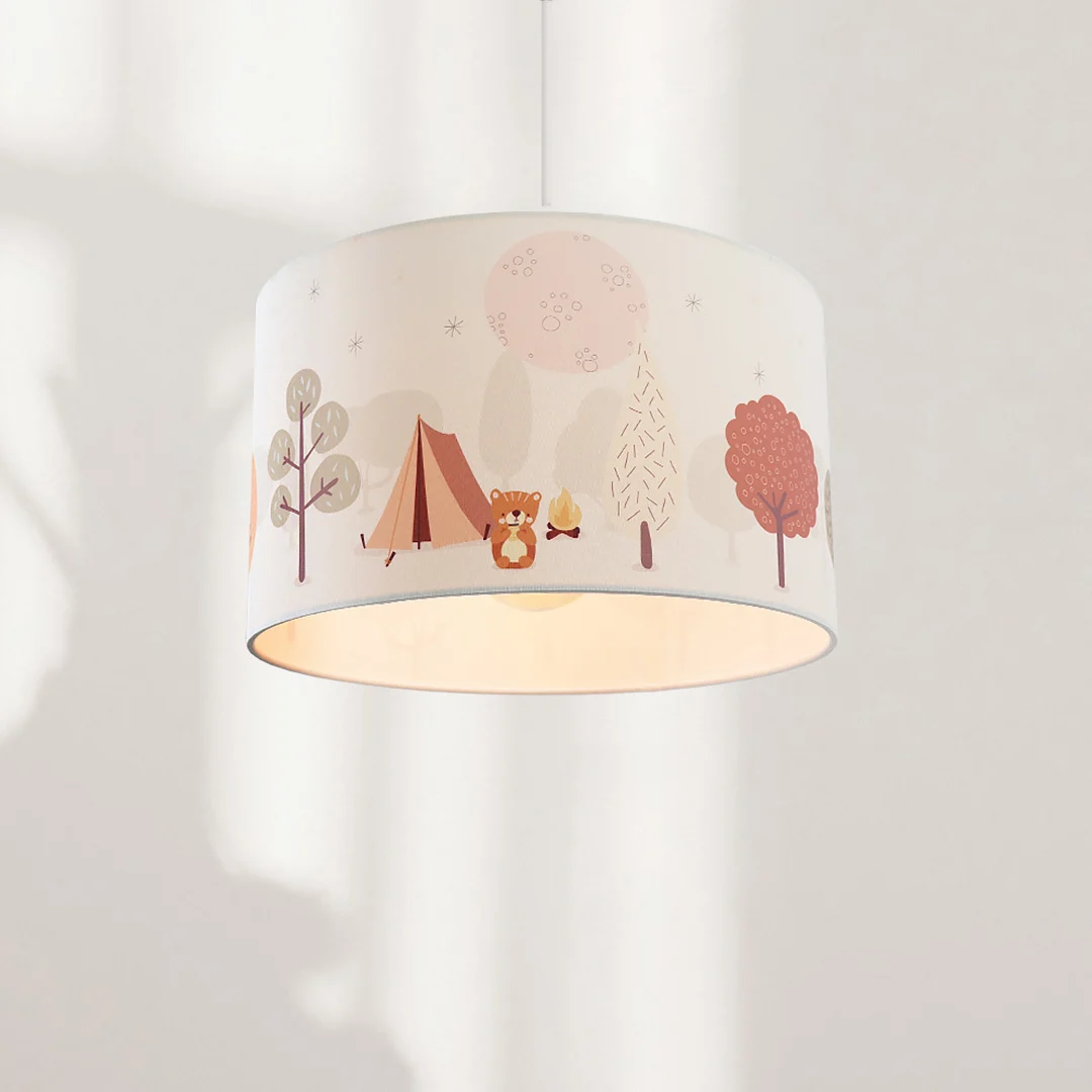 Lámpara colgante infantil blanca de tela, Forest life