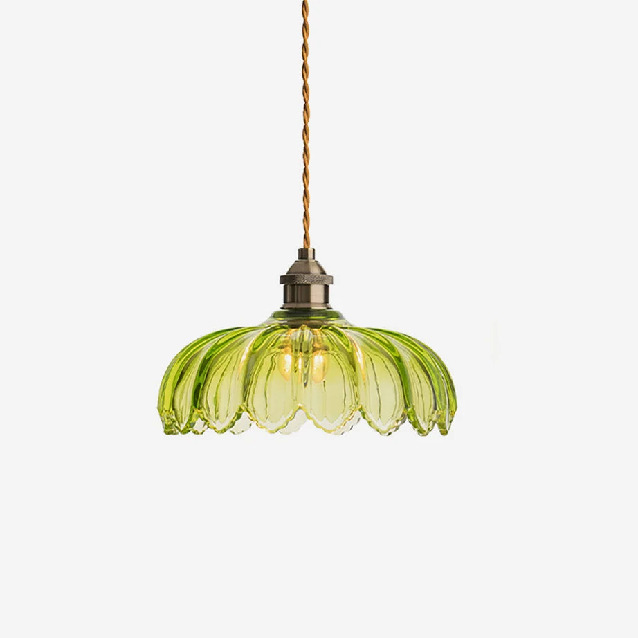 Limea Lámpara Colgante Vidrio Verde Vintage Flora
