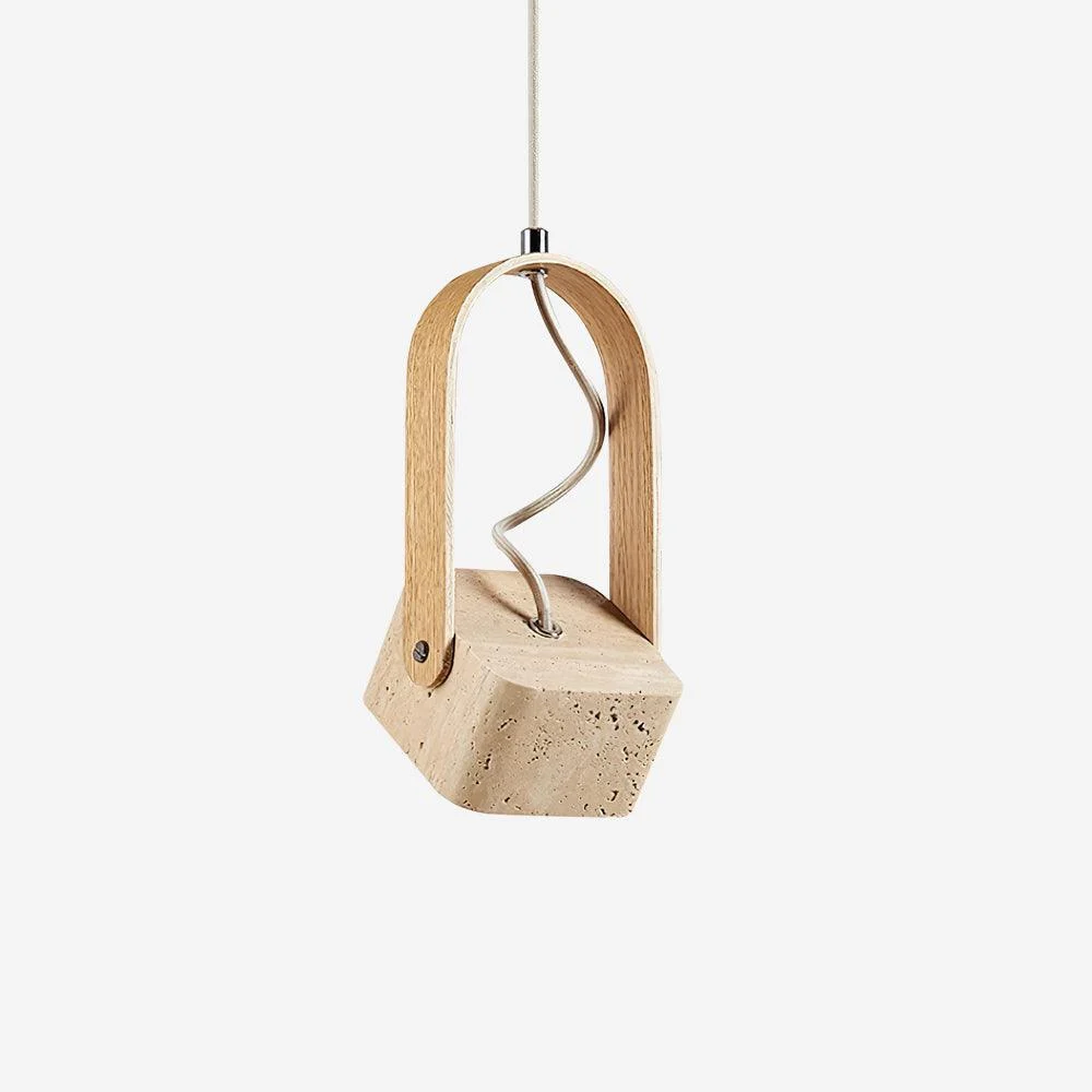 Cesta Lámpara Colgante de Travertino Amarillo Cuadrado