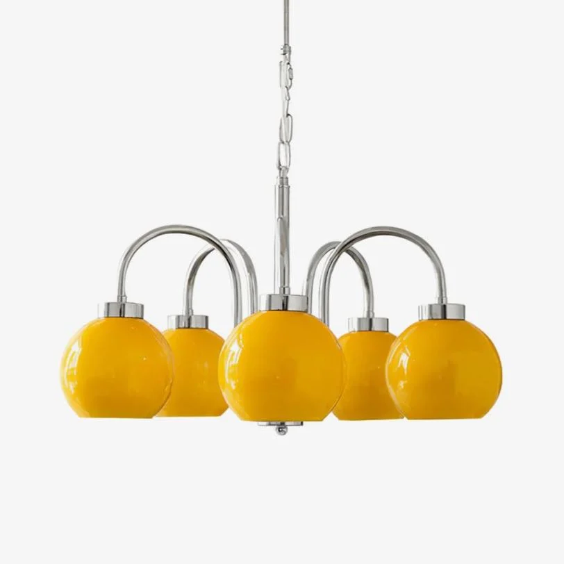 Lustra Araña De Luces Amarillo Cristal Globos