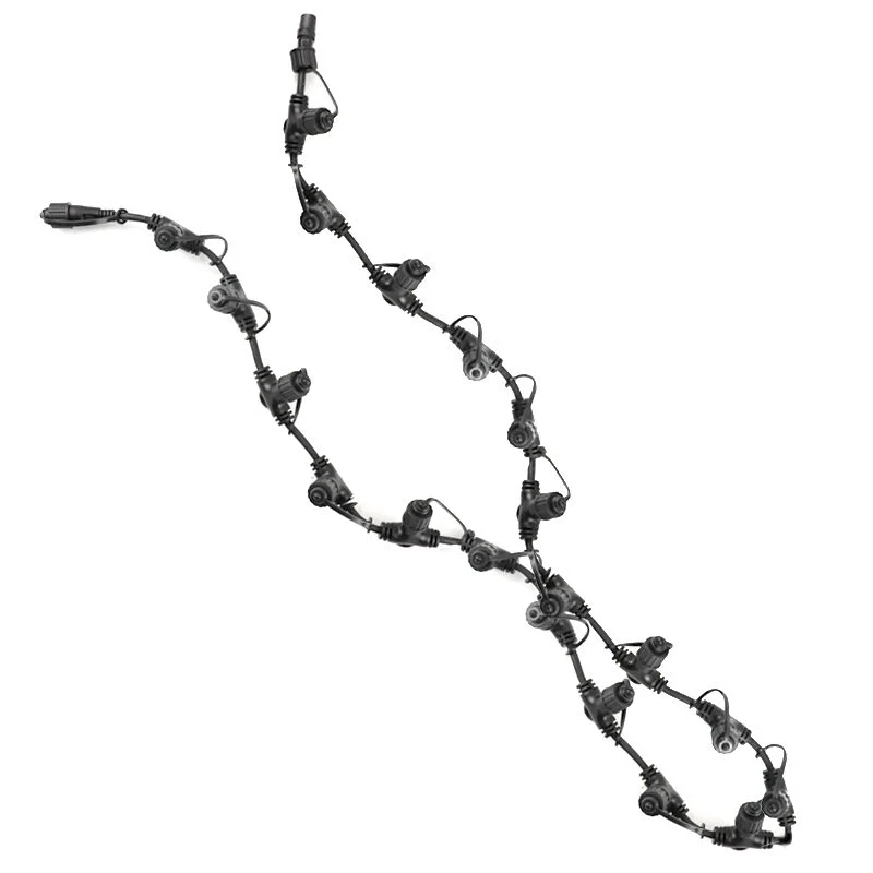 Cable de distribución negro de 2 m, con 20 salidas