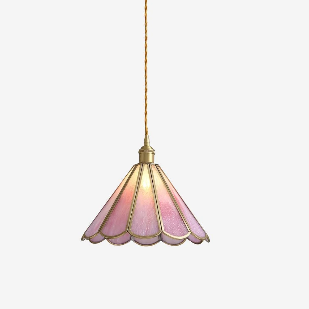 Lione Lámpara Colgante Vintage Rosa Vidrieras Colgante
