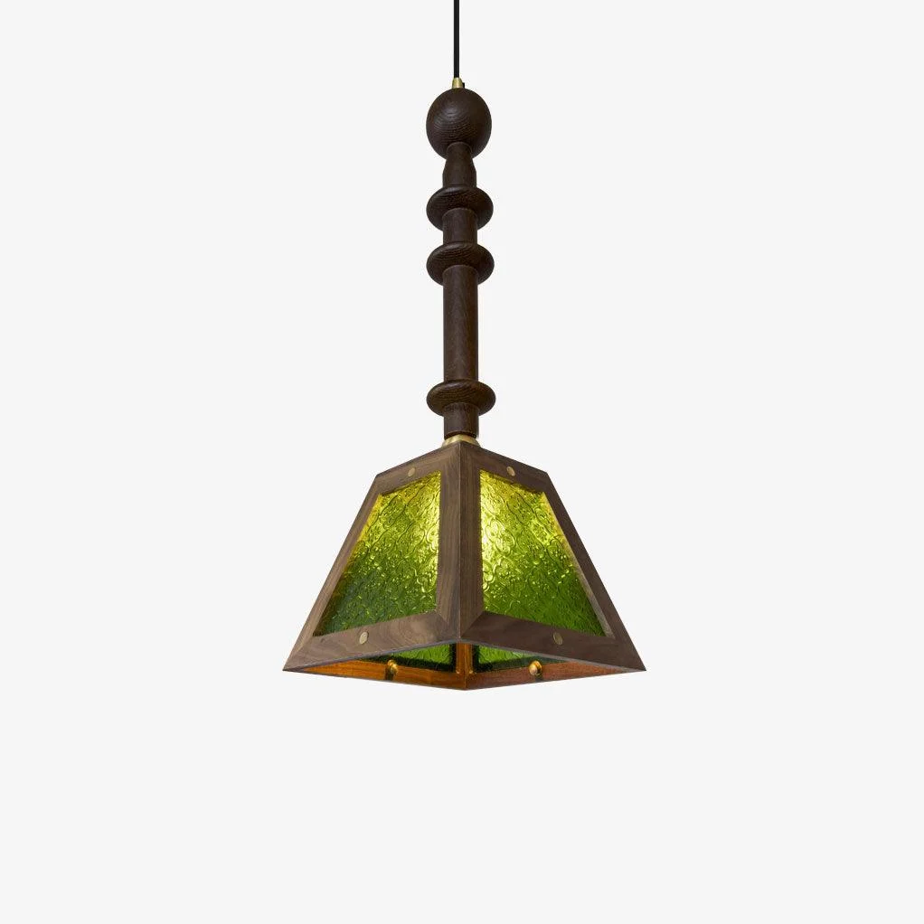 Alsorisra Lámpara Colgante Vidrio Madera Vintage