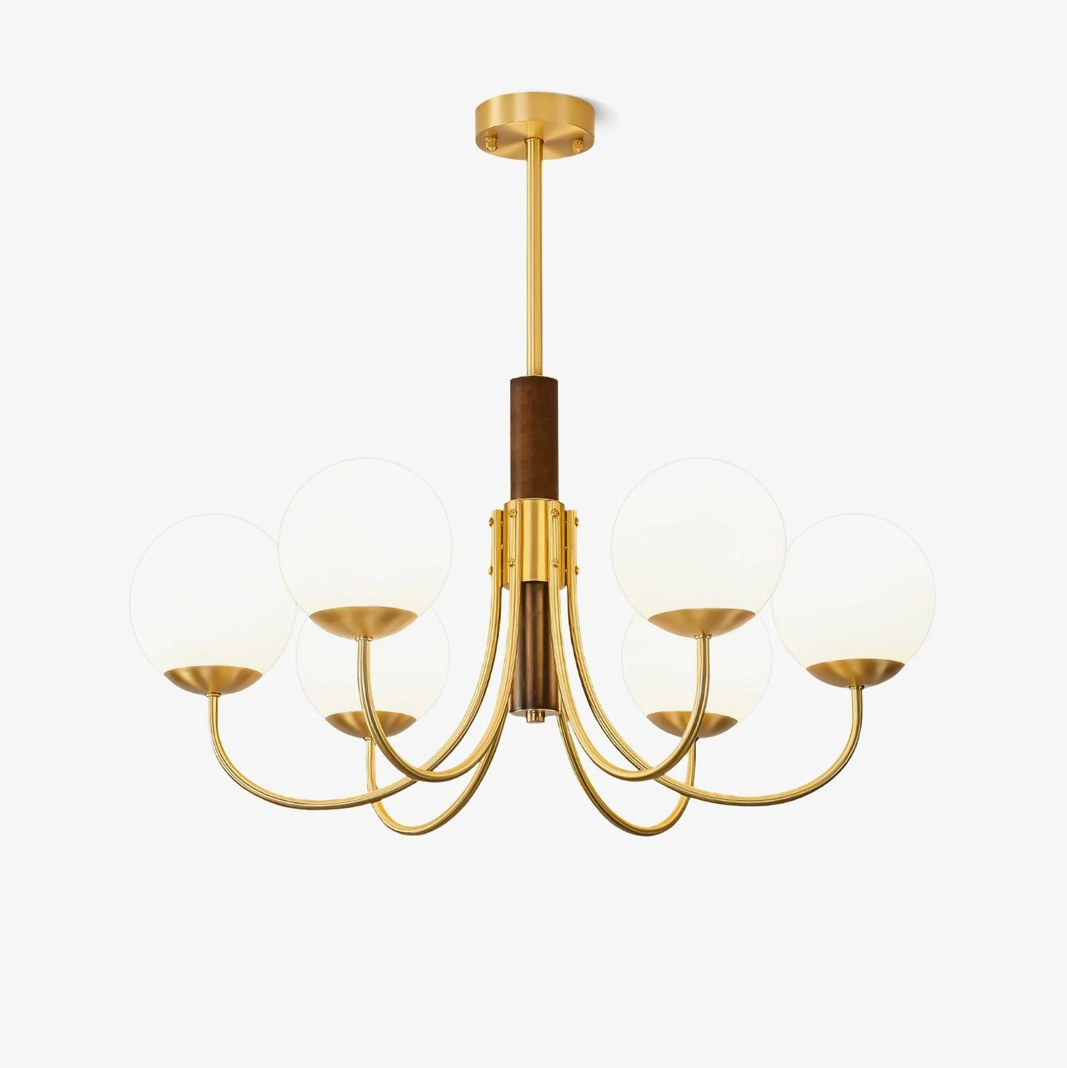 Lustra Chandelier Midas Touch de Esfera de Nogal y Latón