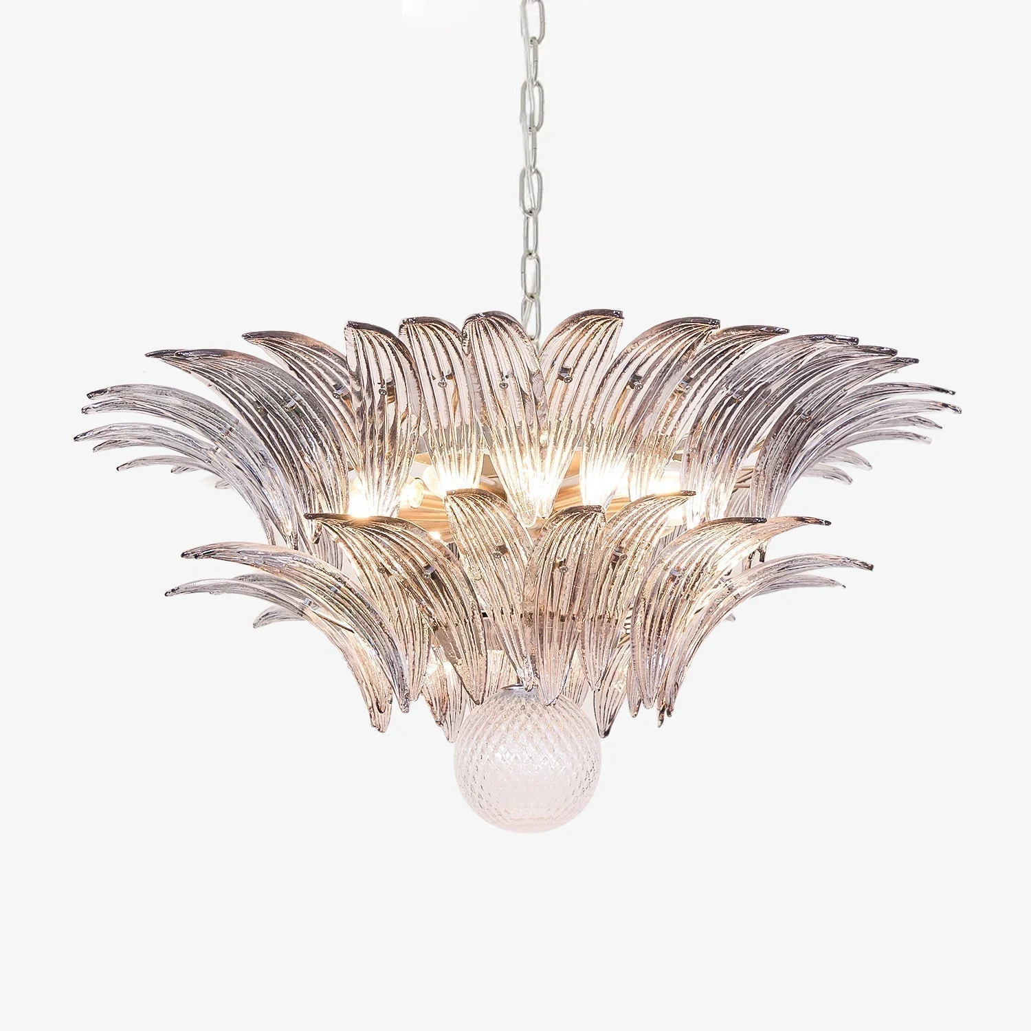 Aurora Araña De Luces Palmette Limpio Murano Cristal Hoja En Capas