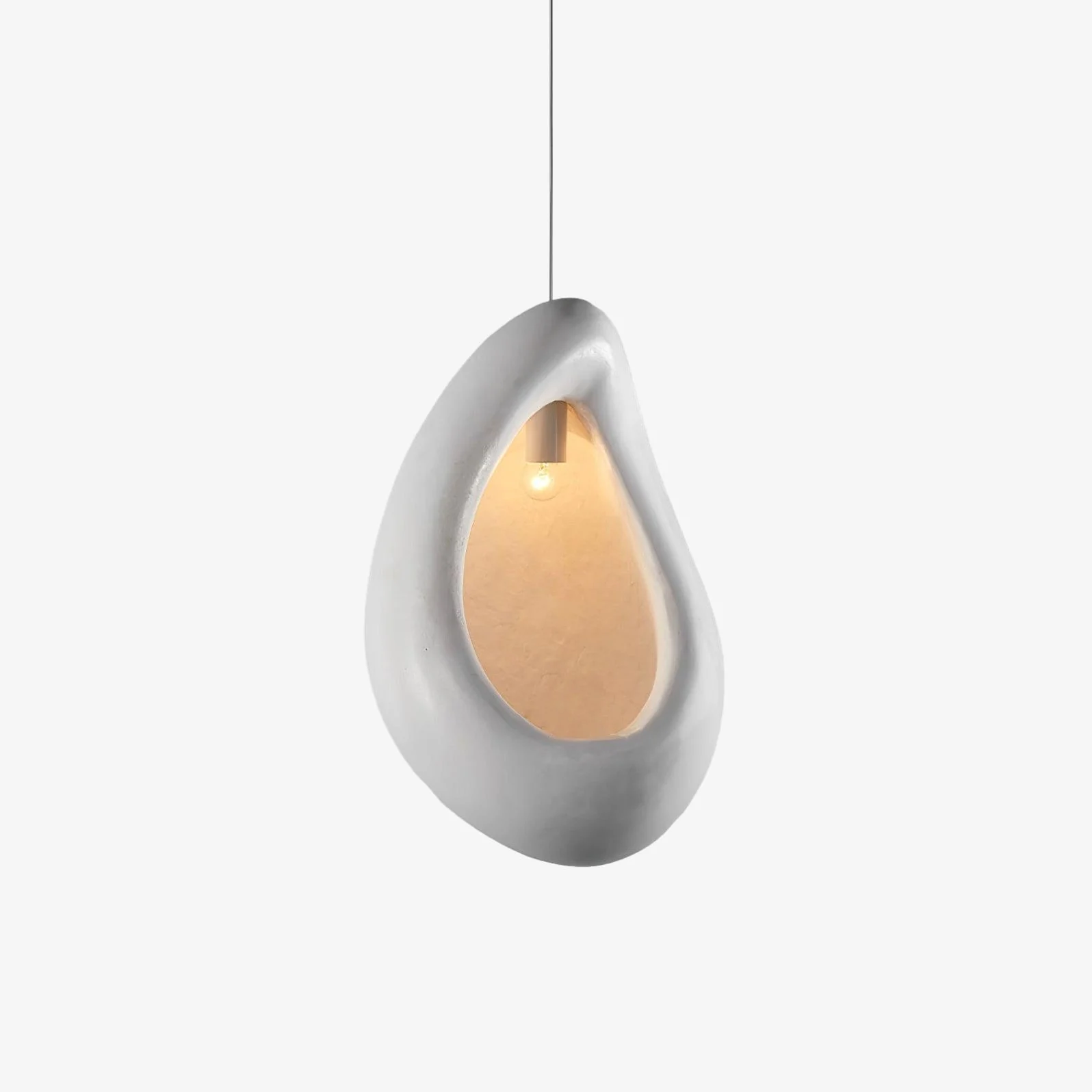 Solara Lámpara Colgante de Yeso con Forma Orgánica y Hueca en Gota de Agua Estilo Wabi Sabi