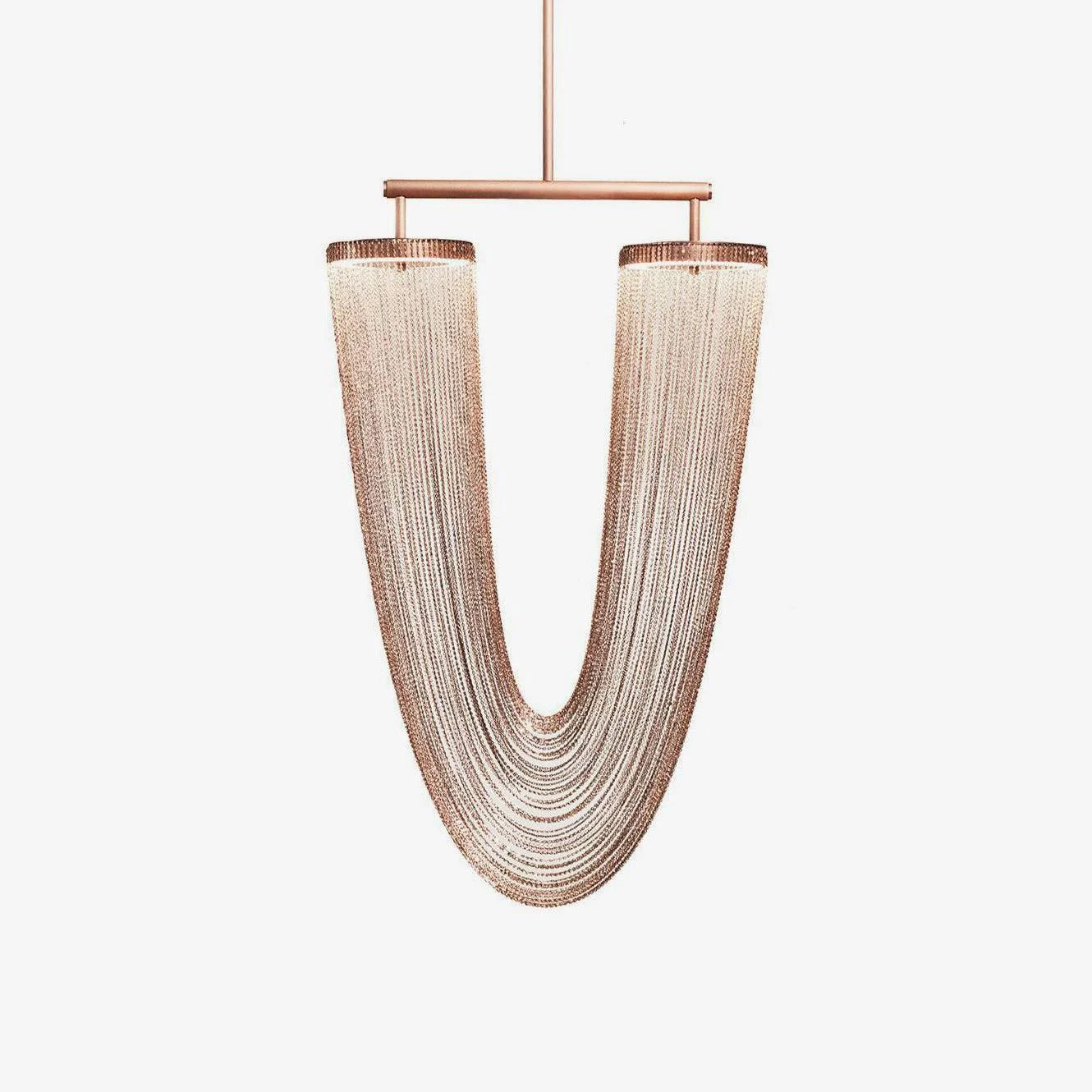 Lustra Lámpara Colgante Escultural Moderna de Cobre con Cadena