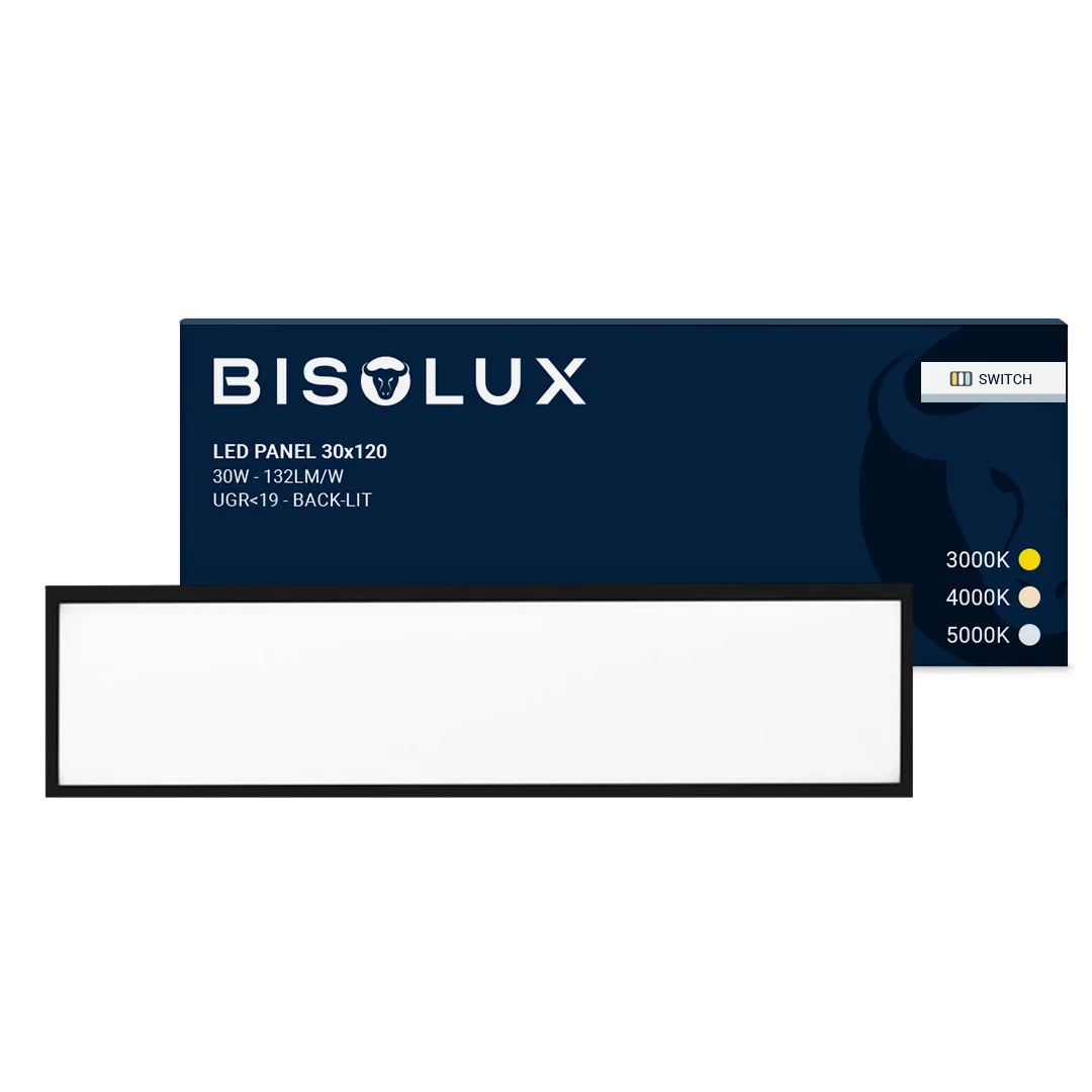 Panel LED negro 120x30 - 100 lm/W - UGR<19 - blanco regulable
