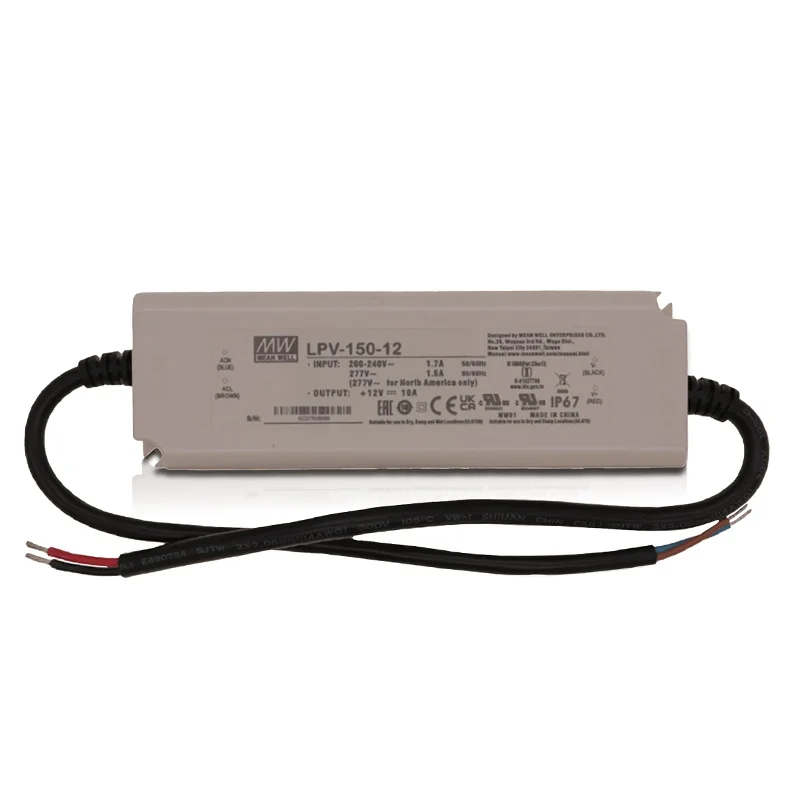 Controlador LED MeanWell de 12 V, 150 W, IP67