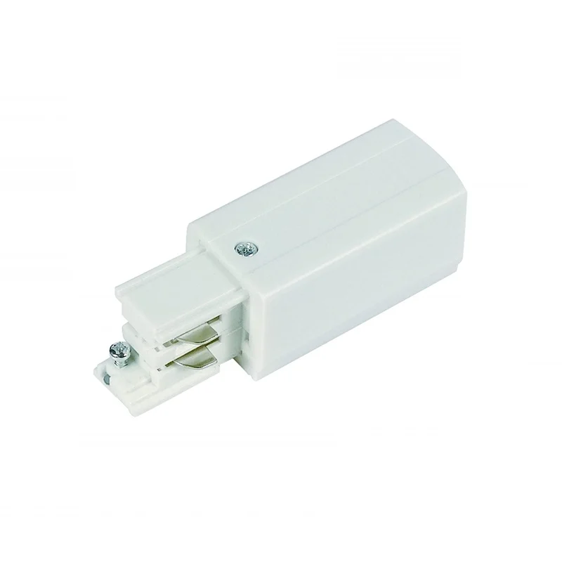 Conector de alimentación para iluminación sobre riel trifásico, derecho, blanco, Pro