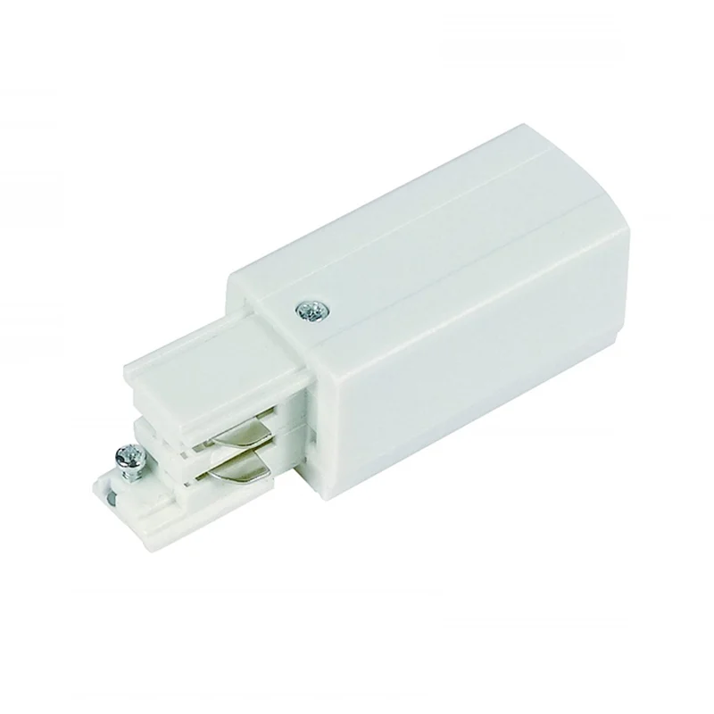 Conector de alimentación para iluminación sobre carril trifásica, izquierda, blanco, Pro