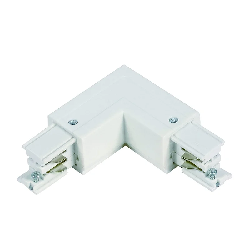 Conector exterior en L para iluminación sobre carril trifásica, blanco, Pro