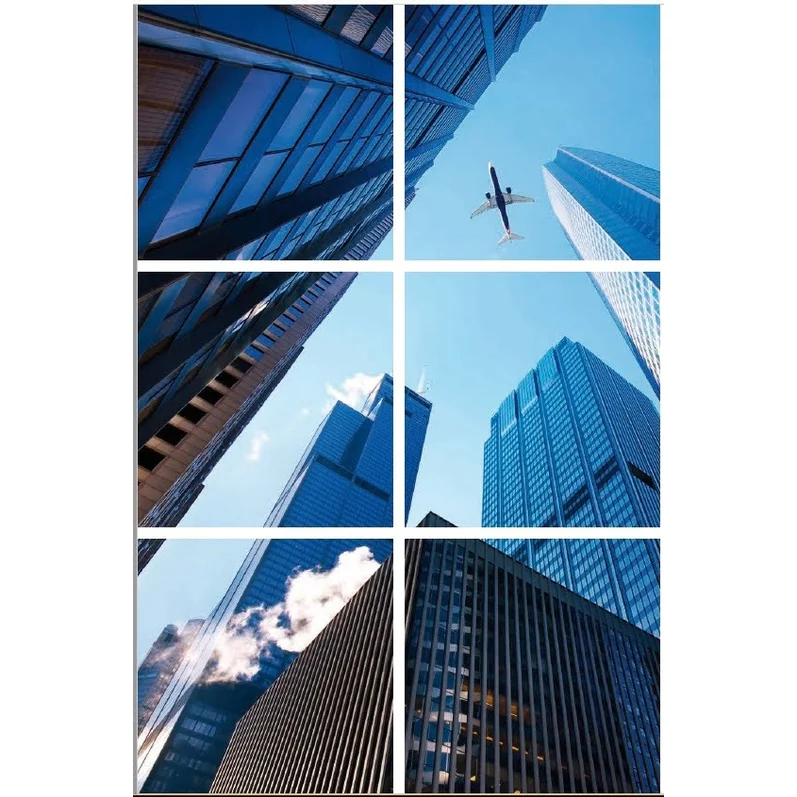 Impresión fotográfica rascacielos - juego de 6 placas acrílicas con impresión, para paneles LED de 60x60 cm