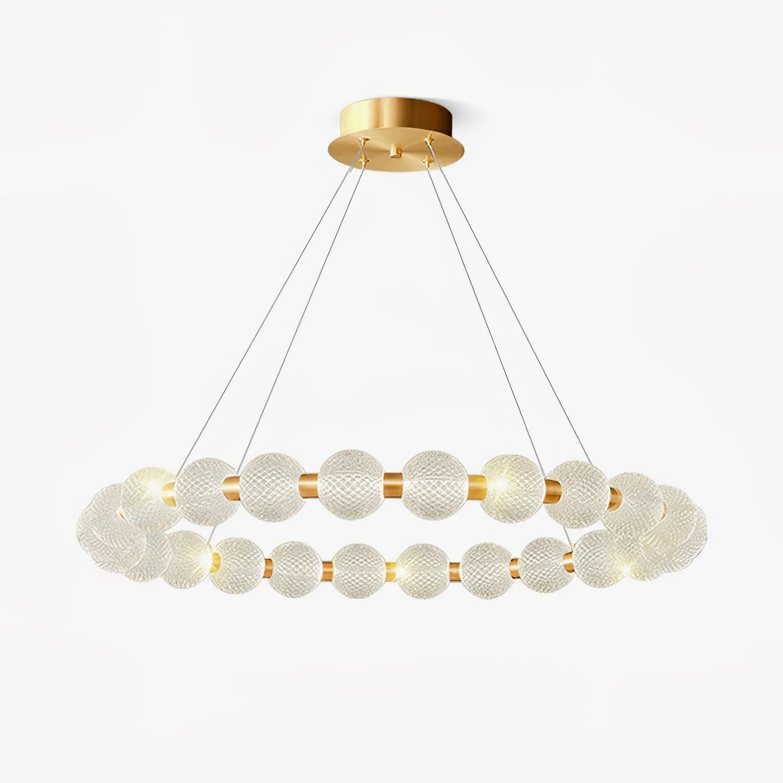 Lustra Araña De Luces Perla Oro Anillo Elegante