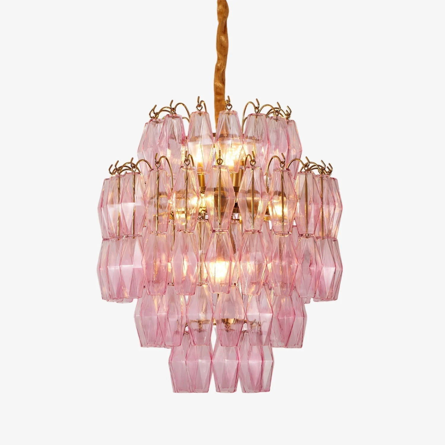 Aurora Araña De Luces Rosa Murano Cristal En Capas Glam