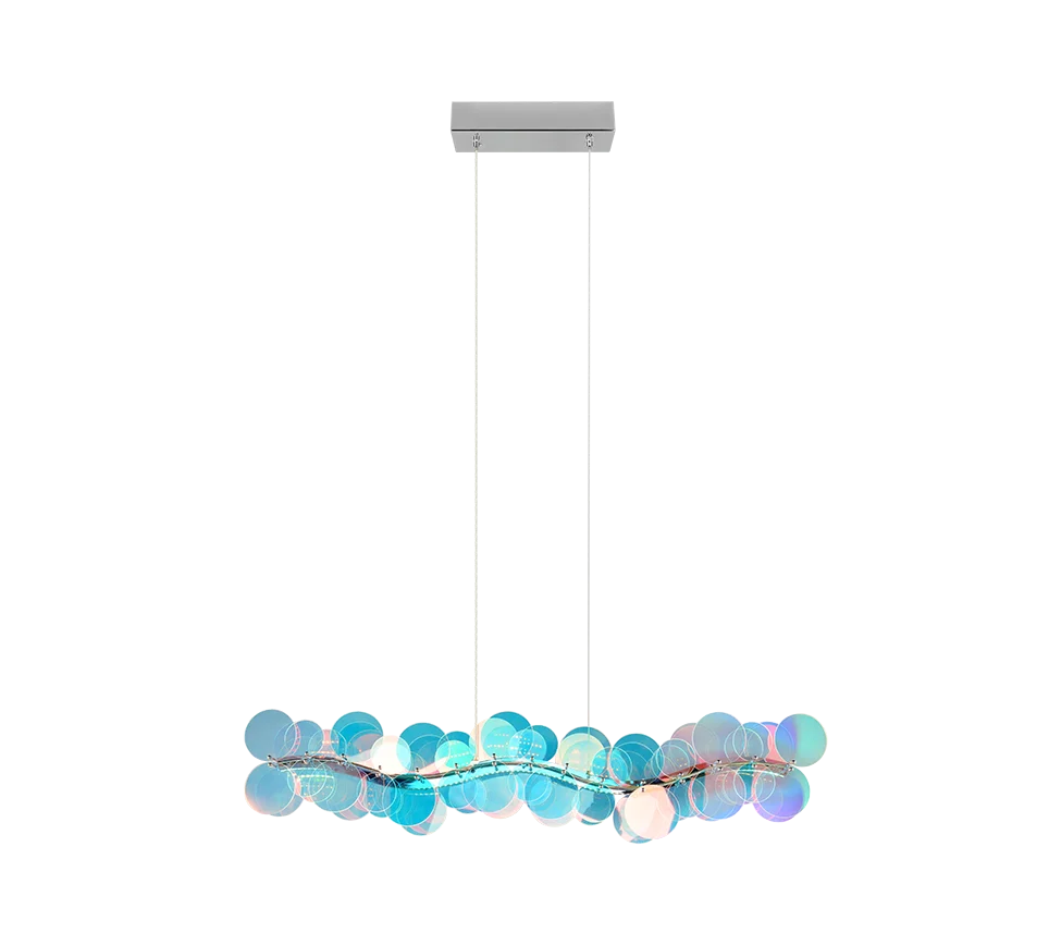Lámpara de techo colgante Trio Pulse LED transparente iridescent 4000K 150cm R