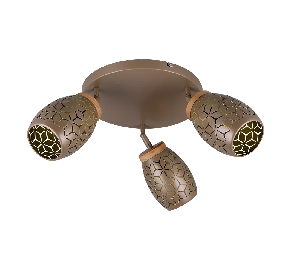 Plafón de techo Trio Bidar 3 luces marrón café Ø58cm R61573365