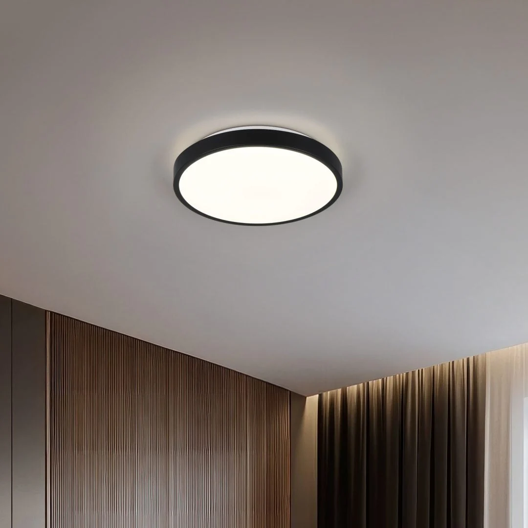 Plafón de techo Trio Slope LED negro mate 3000K Ø28,5cm R