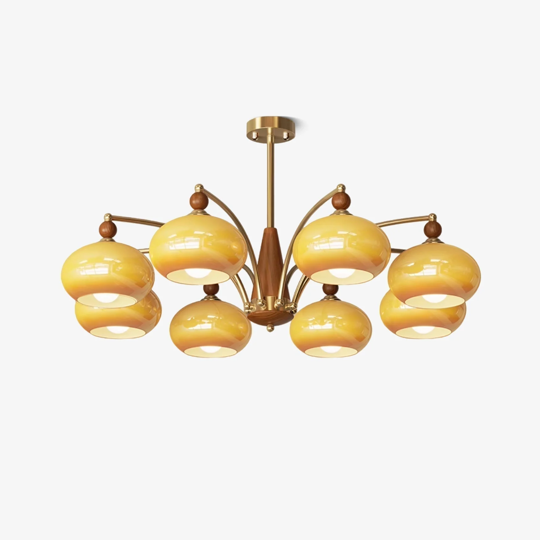 Lustra Lámpara Colgante Retro Cristal Amarillo Latón
