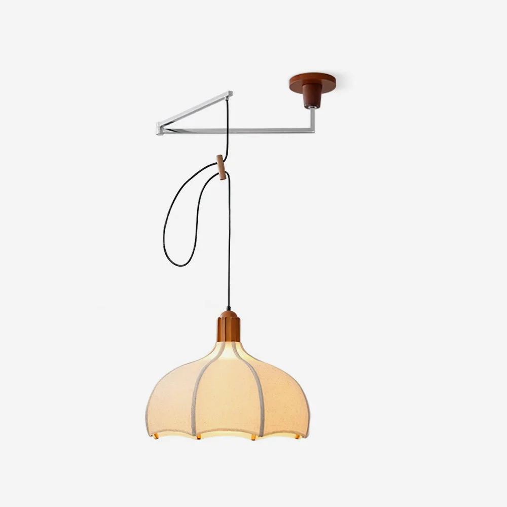 Eldin Lámpara Colgante Ajustable Tela Pantalla Metal Soporte
