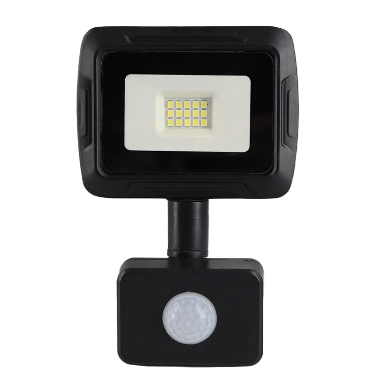 Foco proyector con sensor de aluminio negro, Miro, 10W, 6000K LED, IP65