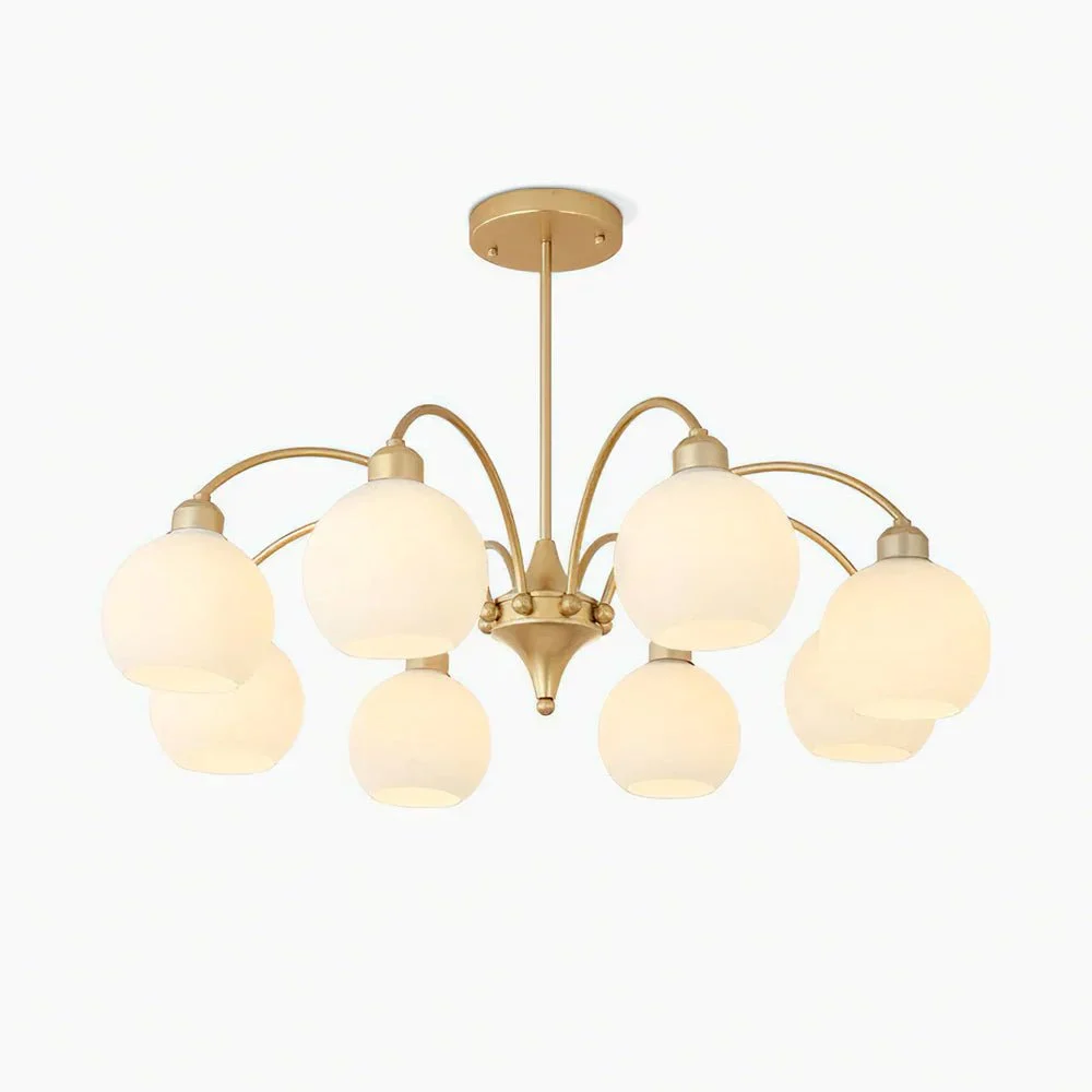 Lustra Chandelier Escultural de Cristal Dorado Moderno de 8 Luces
