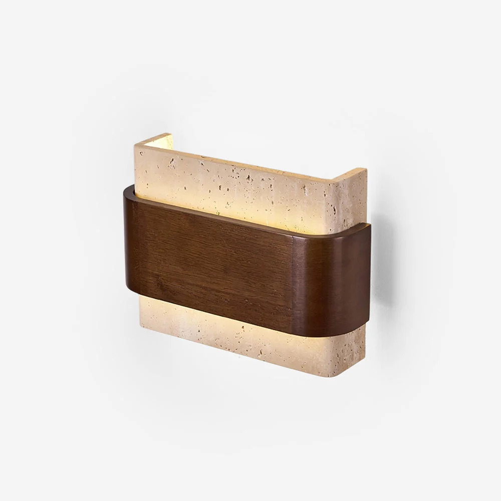 Ritta Lámpara de Pared de Travertino con Acabado de Madera y Arco
